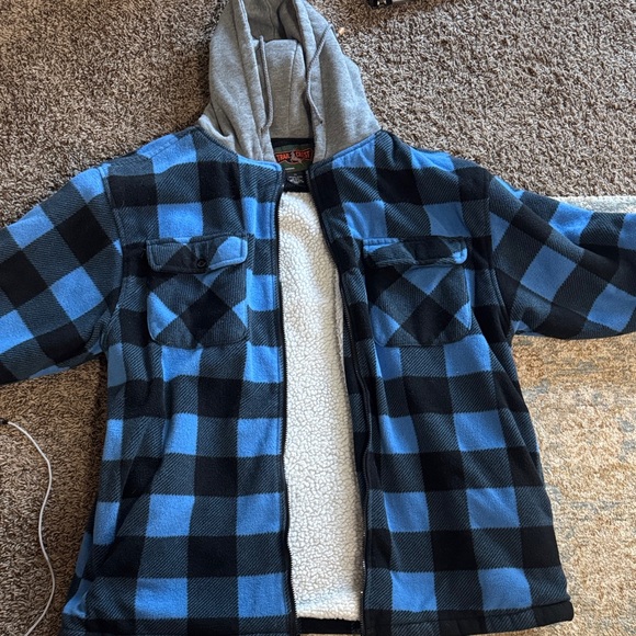 Trail Crest Blue and Black Plaid Flannel Jacket with Fleece Lining XXL - Picture 2 of 4